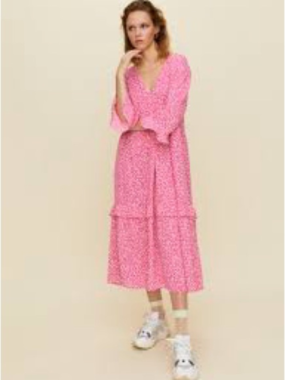 Aritzia Little Moon Spritz Oversized Tier Midi Dress Elastane Size S